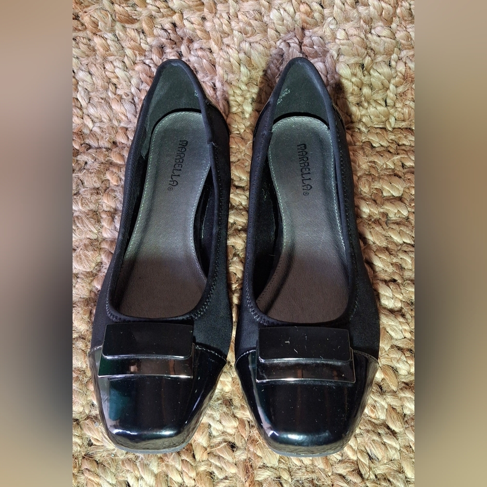 MARELLA Black Flats with Square Toe and Buckle 9 Elegant Formal Office Comfty 66